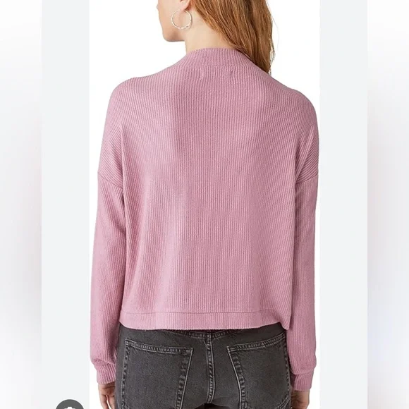 Lucky Brand Cloud Rib Bubble Mock Neck Top in Color ‘Nostalgia Rose’ - Picture 2 of 7